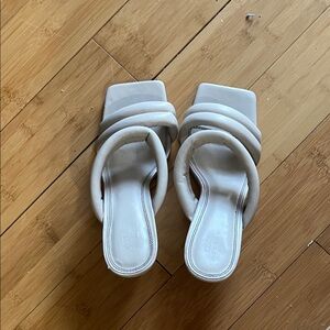 ASOS Cream Padded Double-Strap Square-Toe Slide Mules